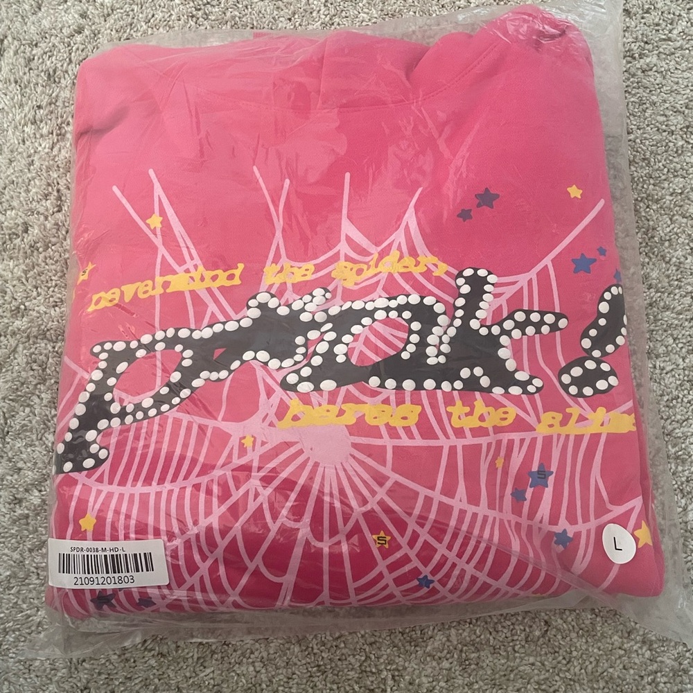 Pink sp5der hoodie size L new